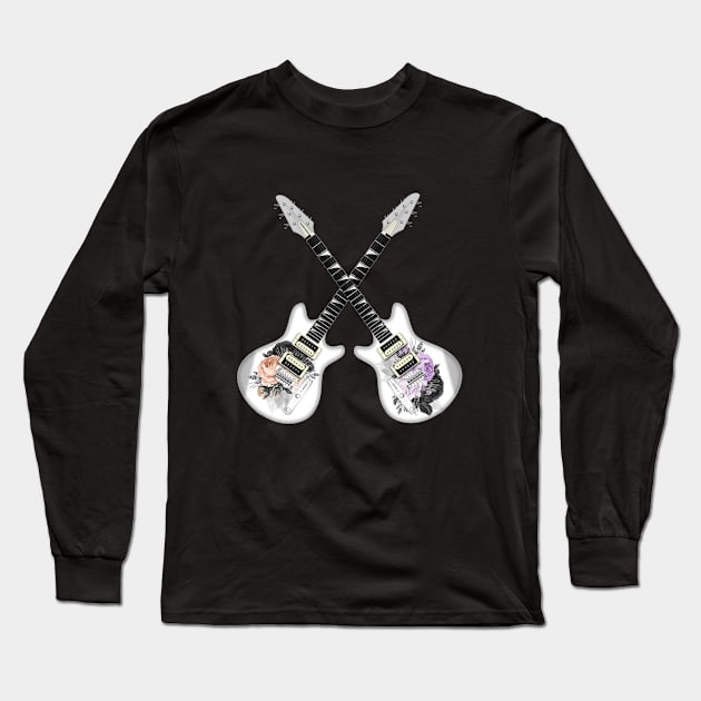 Guitars and roses Long Sleeve T-Shirt by allthumbs